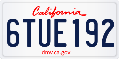 CA license plate 6TUE192