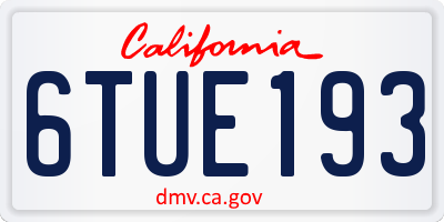 CA license plate 6TUE193