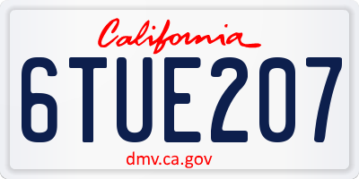 CA license plate 6TUE207
