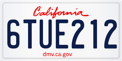 CA license plate 6TUE212
