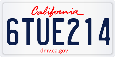 CA license plate 6TUE214
