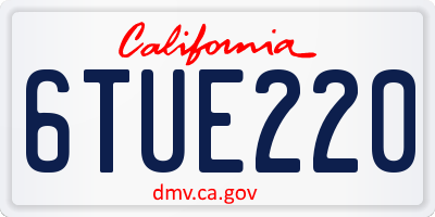 CA license plate 6TUE220