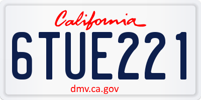 CA license plate 6TUE221
