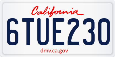 CA license plate 6TUE230