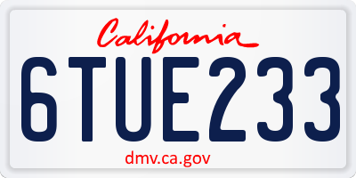 CA license plate 6TUE233