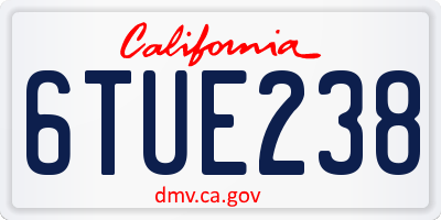 CA license plate 6TUE238