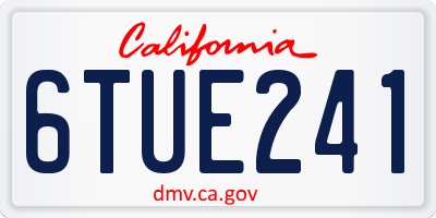 CA license plate 6TUE241