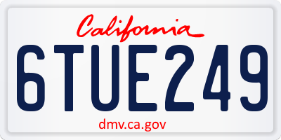 CA license plate 6TUE249