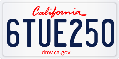 CA license plate 6TUE250