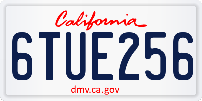 CA license plate 6TUE256