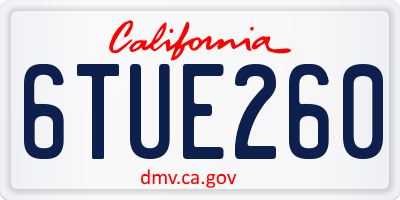 CA license plate 6TUE260
