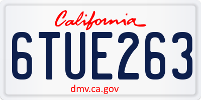CA license plate 6TUE263