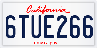 CA license plate 6TUE266