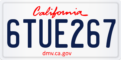 CA license plate 6TUE267