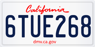 CA license plate 6TUE268