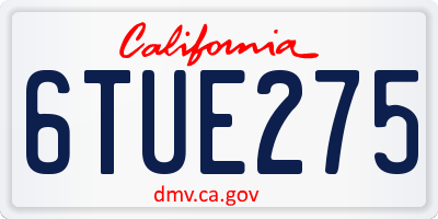 CA license plate 6TUE275