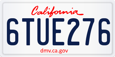 CA license plate 6TUE276