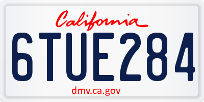 CA license plate 6TUE284