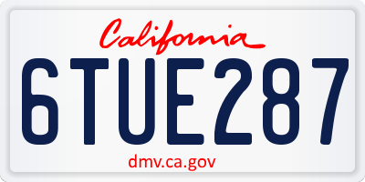 CA license plate 6TUE287