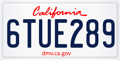 CA license plate 6TUE289