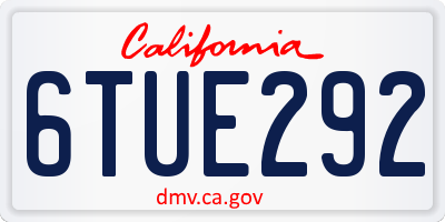 CA license plate 6TUE292