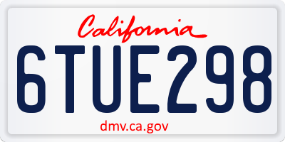 CA license plate 6TUE298