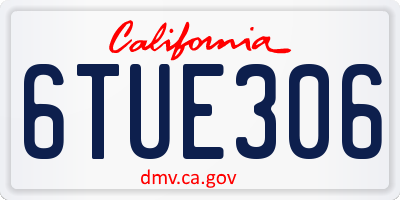 CA license plate 6TUE306