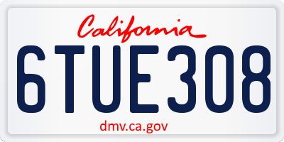 CA license plate 6TUE308