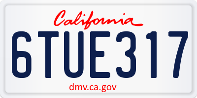 CA license plate 6TUE317