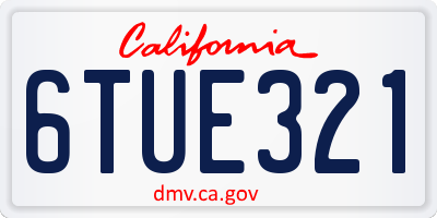 CA license plate 6TUE321