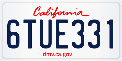 CA license plate 6TUE331