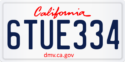 CA license plate 6TUE334