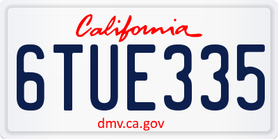 CA license plate 6TUE335