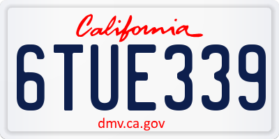 CA license plate 6TUE339