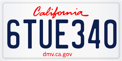 CA license plate 6TUE340