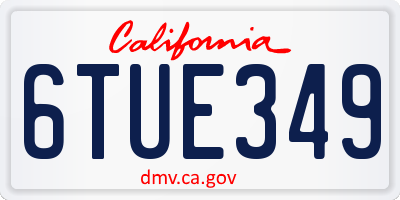 CA license plate 6TUE349