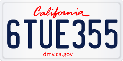 CA license plate 6TUE355