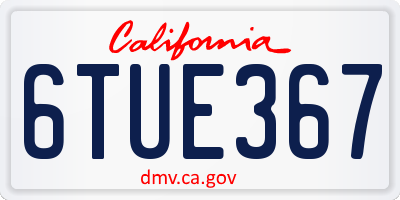 CA license plate 6TUE367