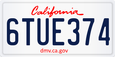 CA license plate 6TUE374