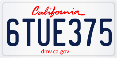 CA license plate 6TUE375