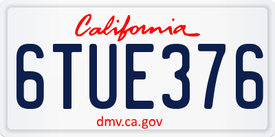 CA license plate 6TUE376