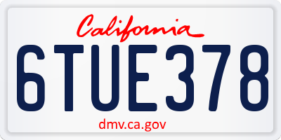 CA license plate 6TUE378
