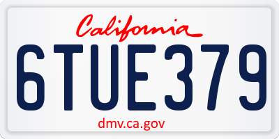 CA license plate 6TUE379