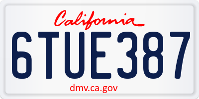 CA license plate 6TUE387