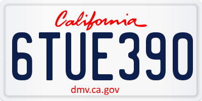 CA license plate 6TUE390