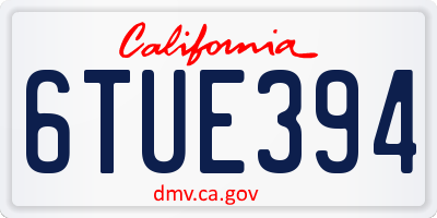 CA license plate 6TUE394