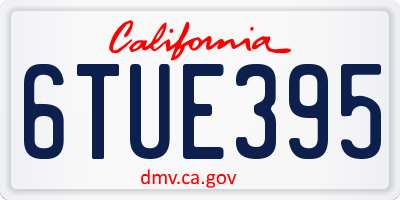 CA license plate 6TUE395