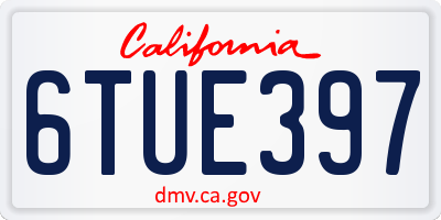 CA license plate 6TUE397
