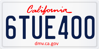 CA license plate 6TUE400