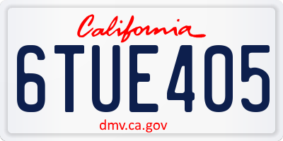 CA license plate 6TUE405